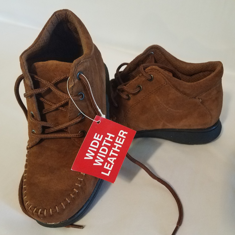 Faded Glory Brown Leather Moccasin Style Boots 5.5